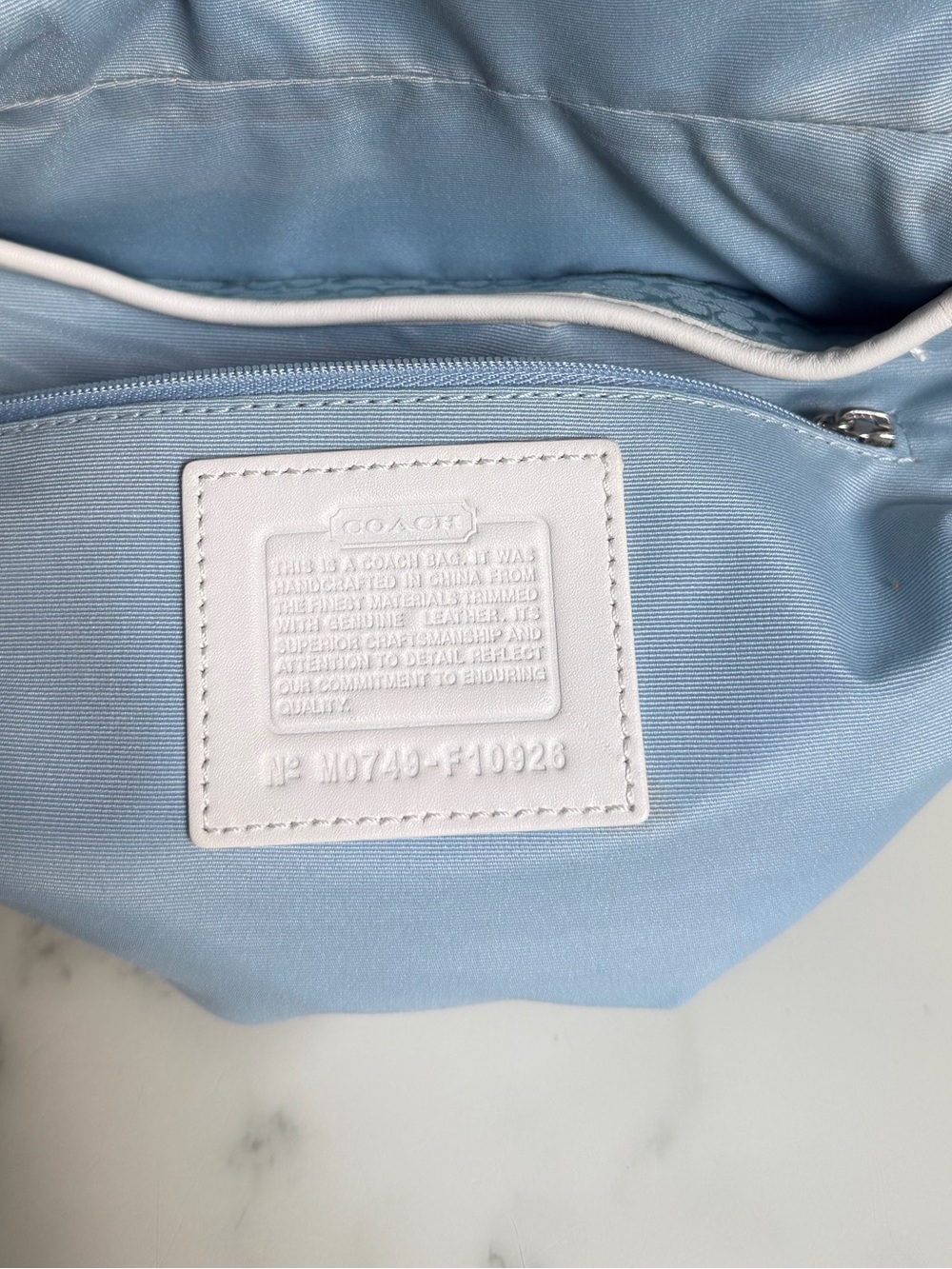 COACH Vintage Y2K Soho Mini Signature Medium Flap Shoulder Bag F109256 Sky Blue - Picture 11 of 16